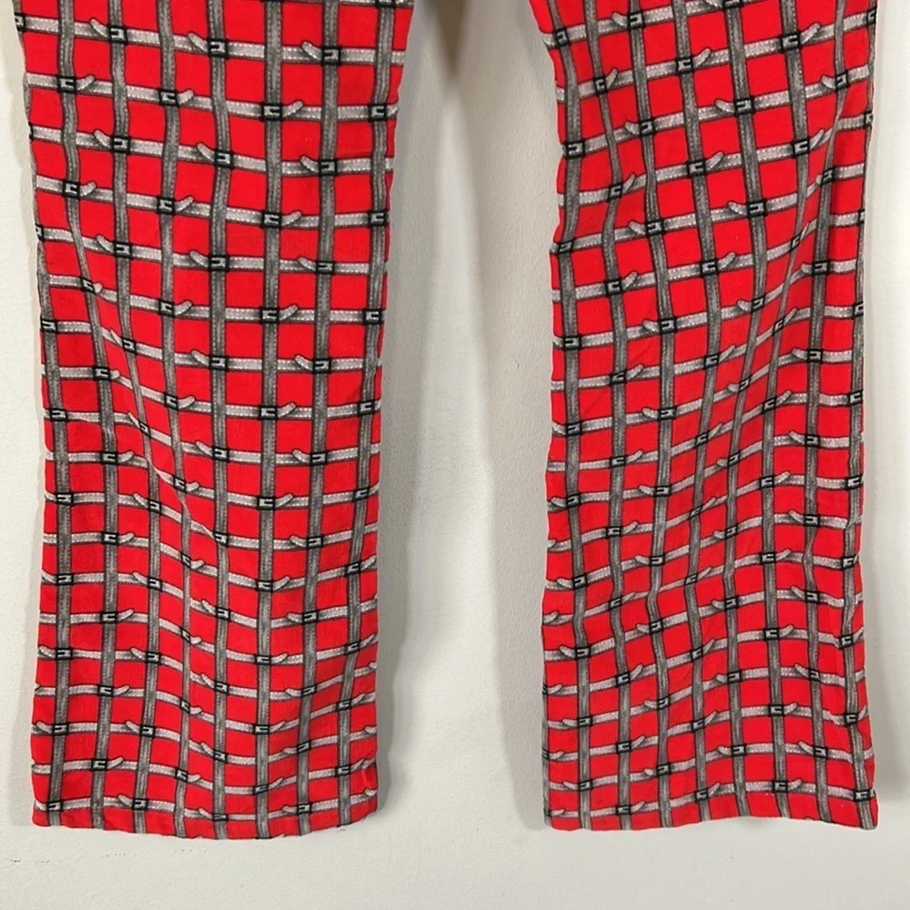 Dolce and Gabbana Velvet Pants Belt Check Print Red Checkered Womens Y2K D&G 10 - Picture 8 of 13